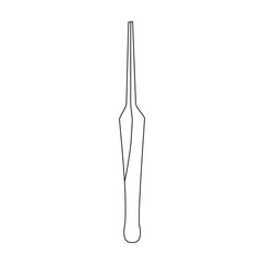 Medical forceps vector outline icon. Vector illustration clamp on white background. Isolated outline illustration icon of medical forceps.