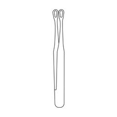 Medical forceps vector outline icon. Vector illustration clamp on white background. Isolated outline illustration icon of medical forceps.