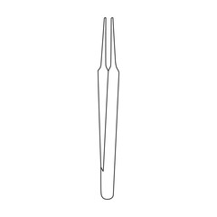 Medical forceps vector outline icon. Vector illustration clamp on white background. Isolated outline illustration icon of medical forceps.