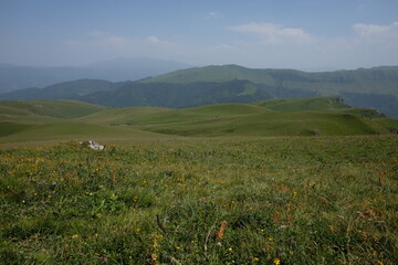 travel to sunny day in mountains