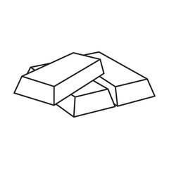 Golden bars vector outline icon. Vector illustration gold ingot on white background. Isolated outline illustration icon of golden bars .