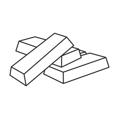 Golden bars vector outline icon. Vector illustration gold ingot on white background. Isolated outline illustration icon of golden bars .
