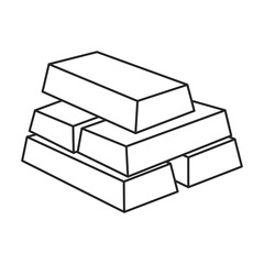 Golden bars vector outline icon. Vector illustration gold ingot on white background. Isolated outline illustration icon of golden bars .