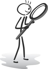 stick man with magnifying glass - search & find