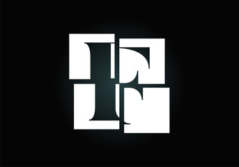 Initial F monogram letter alphabet made of four squares. Font emblem. Broken, puzzle alphabet sign. Modern vector logo design for business, and company identity.