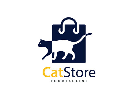 CatStore brand for cats store and pets  logo , can be used for cat and all similar domestic cat shopping store .