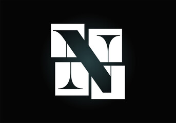 Initial N monogram letter alphabet made of four squares. Font emblem. Broken, puzzle alphabet sign. Modern vector logo design for business, and company identity.