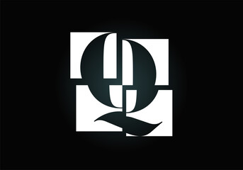 Initial Q monogram letter alphabet made of four squares. Font emblem. Broken, puzzle alphabet sign. Modern vector logo design for business, and company identity.