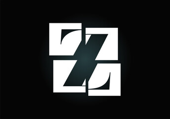 Fototapeta premium Initial Z monogram letter alphabet made of four squares. Font emblem. Broken, puzzle alphabet sign. Modern vector logo design for business, and company identity.