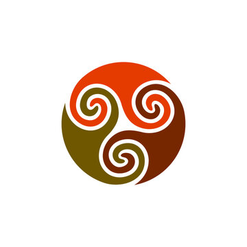 Triskelion icon. Curl Swirl Spiral Logo design. Circle Vintage Vector Illustration.