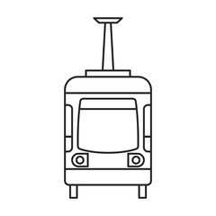 Tram vector outline icon. Vector illustration train on white background. Isolated outline illustration icon of tram .