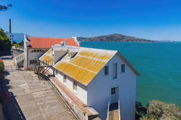 Sunny view of some historical building in Alcatraz island