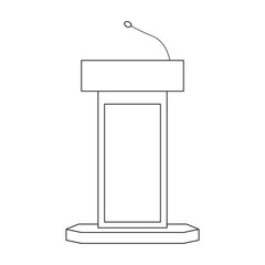 Tribunal vector outline icon. Vector illustration podium on white background. Isolated outline illustration icon of tribunal.