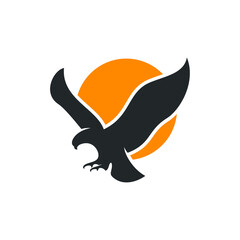 Eagle Silhouette icon. Hawk Bird Logo design. Patriot and Power Symbol. Vector Illustration.