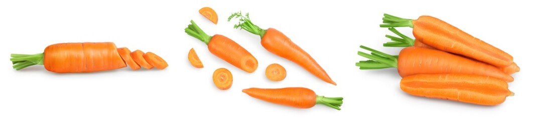 Carrot isolated on white background . Set or collection
