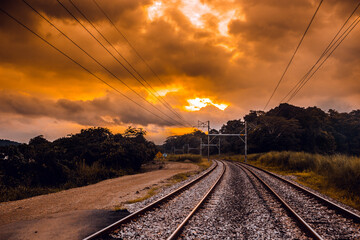 railway in the sunset