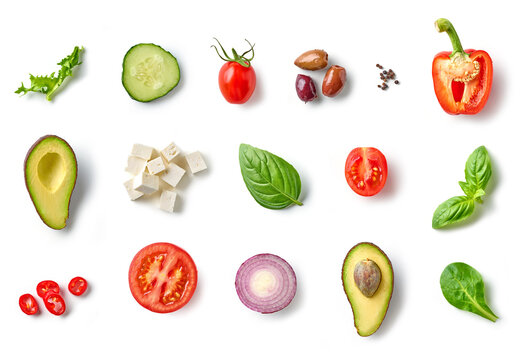 various vegetable salad ingredients