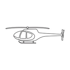 Helicopter vector outline icon. Vector illustration copter on white background. Isolated outline illustration icon of helicopter.