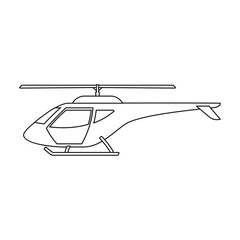 Helicopter vector outline icon. Vector illustration copter on white background. Isolated outline illustration icon of helicopter.