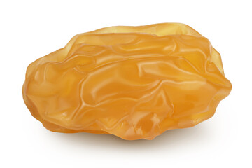 Yellow raisin isolated on white background with clipping path and full depth of field