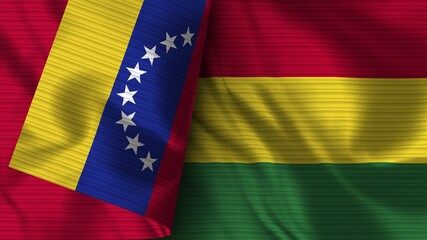 Bolivia and Venezuela Realistic Flag – Fabric Texture 3D Illustration
