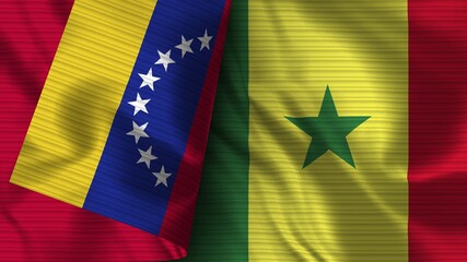Senegal and Venezuela Realistic Flag – Fabric Texture 3D Illustration