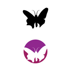 Beauty Flying Butterfly Logo with simple minimalist line art monoline style