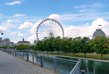 Ferris wheel La Grande Roue de Montreal in Old Port of Montreal, Quebec.
