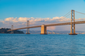 Sunny view of The San Francisco Oakland Bay Bridge