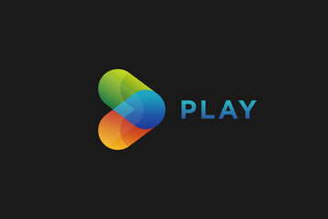Creative Abstract Media Play Button Vector Logo Design Template Element