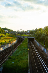Fototapeta na wymiar Tracks in Berlin with underground tunnel