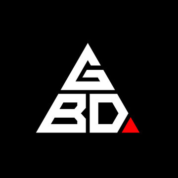 GBD triangle letter logo design with triangle shape. GBD triangle logo design monogram. GBD triangle vector logo template with red color. GBD triangular logo Simple, Elegant, and Luxurious Logo. GBD 