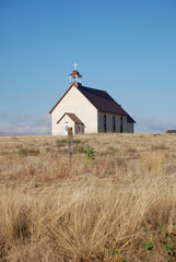 A solitary church on the Nebraska prairie