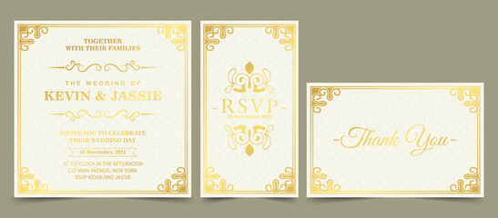 luxury invitation card with frame ornament style