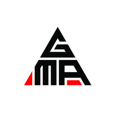 GMA triangle letter logo design with triangle shape. GMA triangle logo design monogram. GMA triangle vector logo template with red color. GMA triangular logo Simple, Elegant, and Luxurious Logo. GMA 