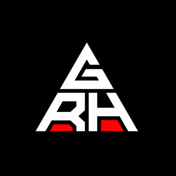 GRH triangle letter logo design with triangle shape. GRH triangle logo design monogram. GRH triangle vector logo template with red color. GRH triangular logo Simple, Elegant, and Luxurious Logo. GRH 
