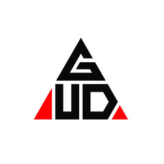 GUD triangle letter logo design with triangle shape. GUD triangle logo design monogram. GUD triangle vector logo template with red color. GUD triangular logo Simple, Elegant, and Luxurious Logo. GUD 
