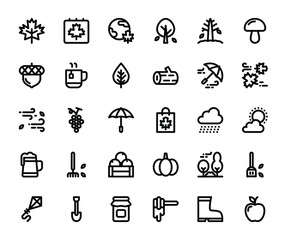 autumn basic line icon pack
