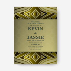 luxury wedding invitation with gold ornament