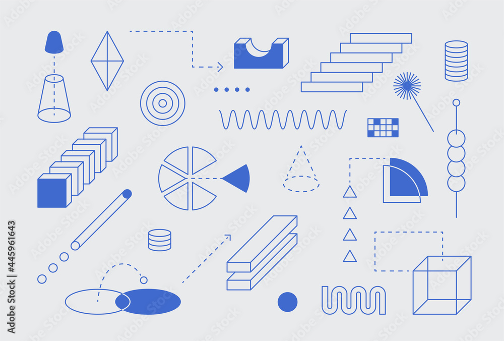 Poster three-dimensional objects and design infographic concept graphic poster. simple pattern design templ