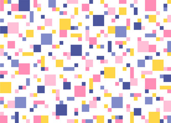 Square pieces are creating a pixel pattern. Simple pattern design template.