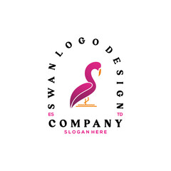 swan logo design inspiration. Fish-eating geese. Flat and minimalist style