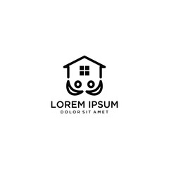 human vector logo icon with a house