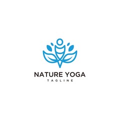 nature yoga logo vector design template