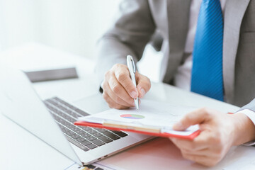 business man hand showing work to approve agreements signs positive work concept, businessman making success symbol on contract document signature