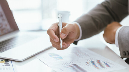 business man hand showing work to approve agreements signs positive work concept, businessman...