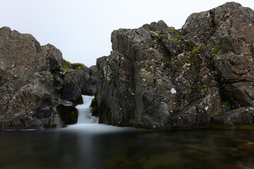 waterfall in the mountains