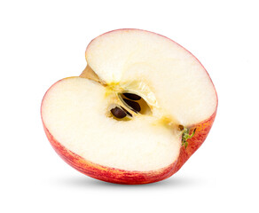 half red apple fruit without seed isolated on white