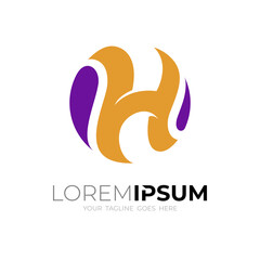 H logo with circle design illustration, vector icons