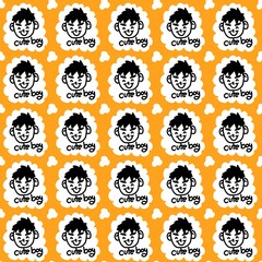 seamless pattern of cute boy cartoon